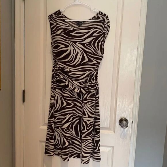 Enfocus Studio brown animal print dress 12 - Picture 1 of 3